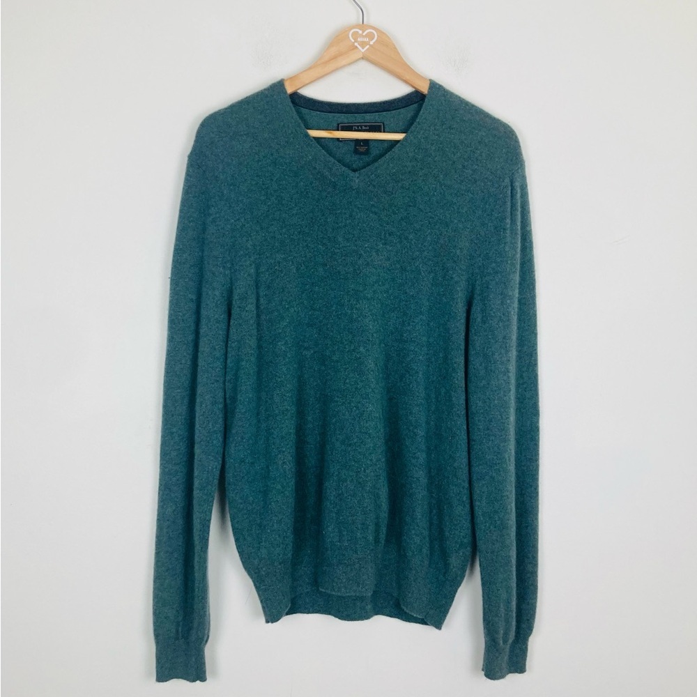 Jos A Bank Reserve dark green slightly heathered 100% cashmere sweater. Large